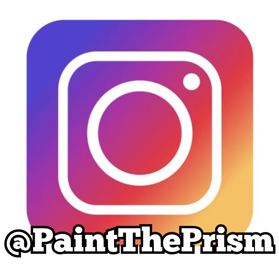 Instagram logo with @PaintThePrism Instagram handle written at bottom.